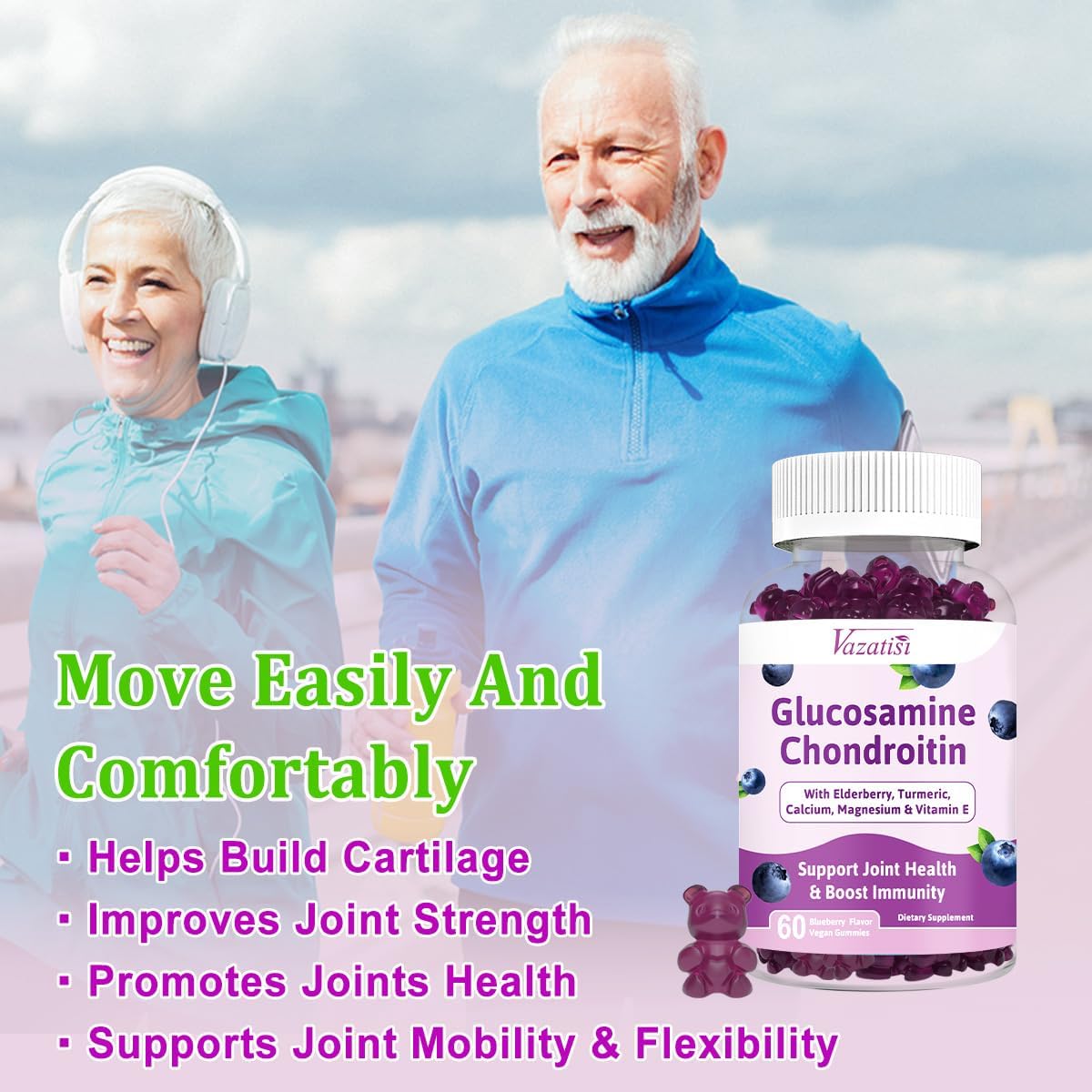 Gomitas de glucosamina condroitina MSM sin azúcar, gomitas de glucosamina con cúrcuma y boswellia, cartílago de apoyo, estructura y tejido