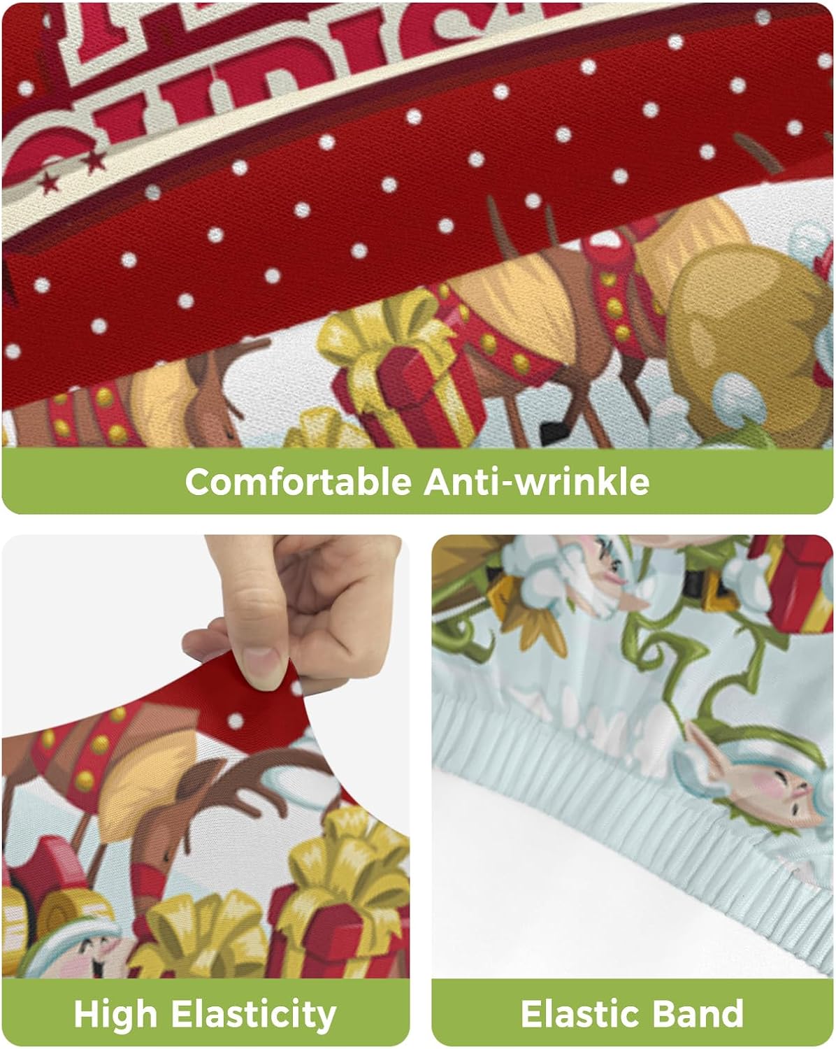 Juego de 2 fundas elásticas para taburete de bar de Papá Noel, regalo de Navidad, gnomos, ciervos, lunares blancos, rojos, funda para silla de bar,