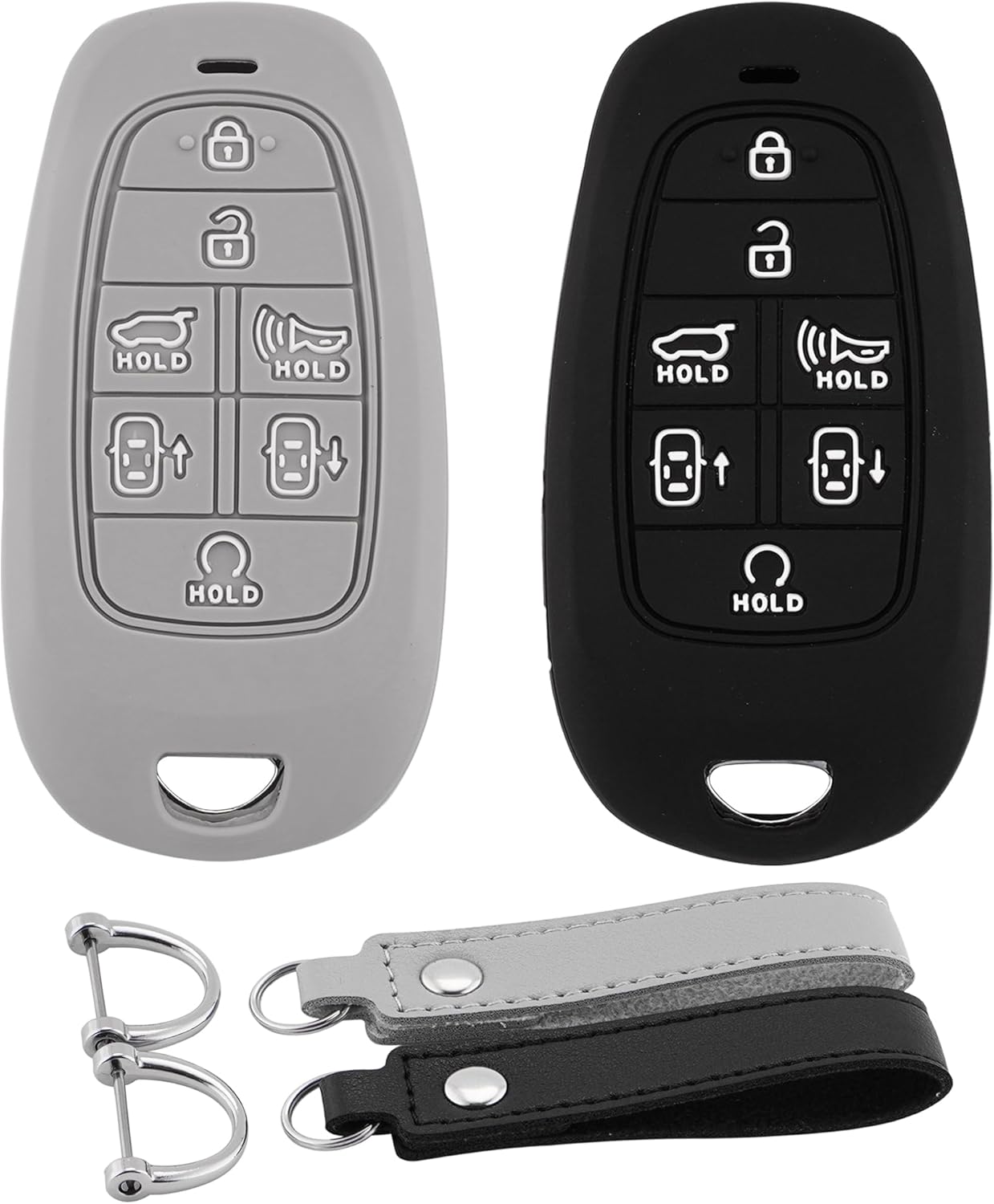 Funda de goma de silicona para llavero compatible con accesorios Hyundai Tucson 2022, Sonata Nexo 2021, 2020, 2019, 7 botones, funda protectora