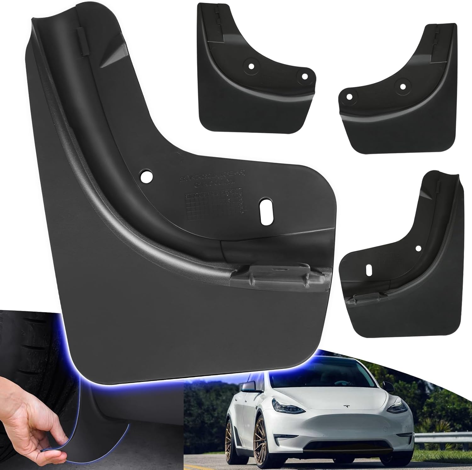 Guardabarros Tesla Modelo Y Accesorios 2024 Protectores contra salpicaduras de neumáticos aptos para el modelo Y 2023-2020 sin perforar salpicaduras