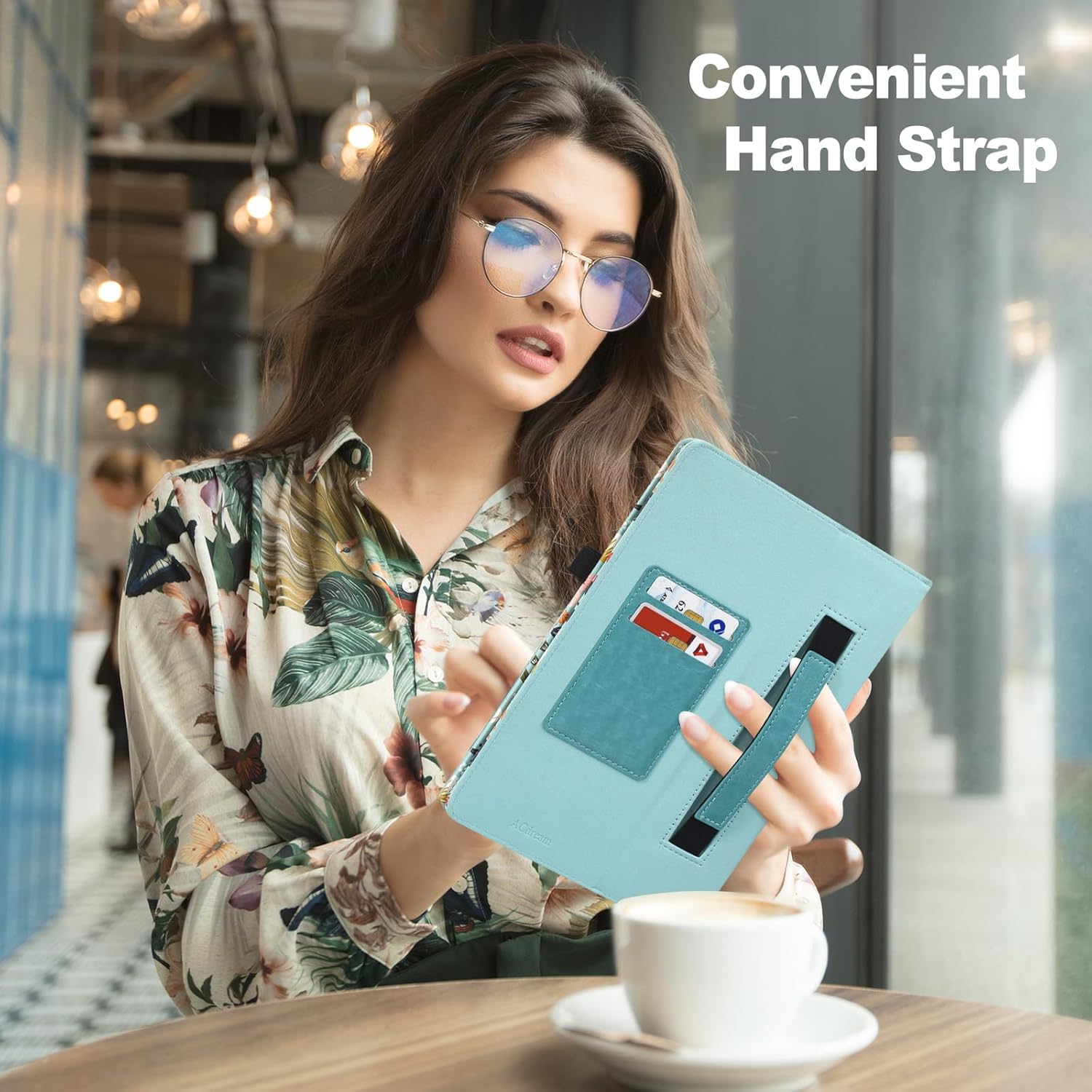 ACdream Funda para T-Mobile Revvl Tab 5G 2023, funda protectora delgada de cuero con función de encendido automático, correa de mano y ranuras para