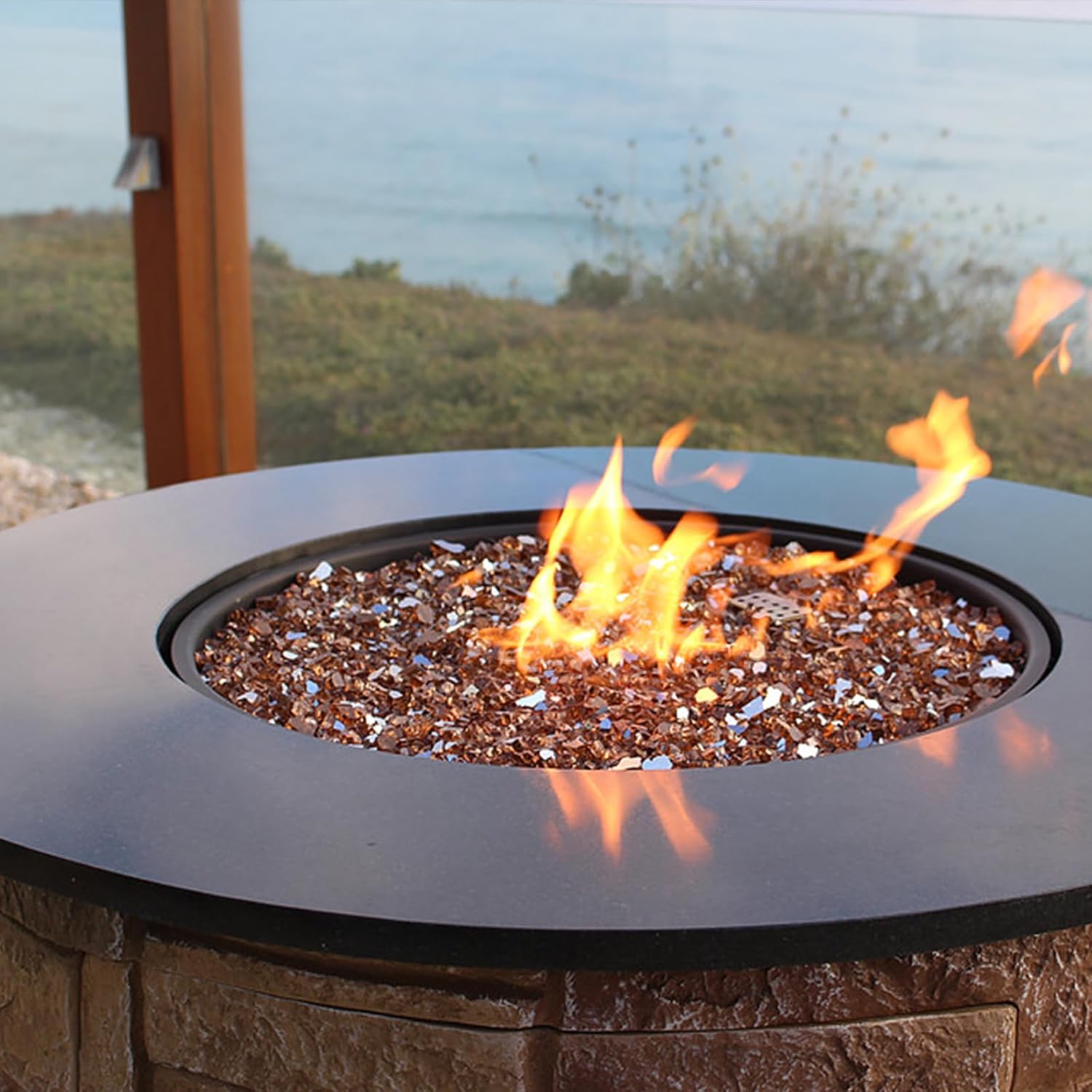 Rocas de vidrio para hoguera de propano, chimenea de gas reflectante de 12 pulgada, roca de vidrio, rocas de vidrio templado para exteriores,