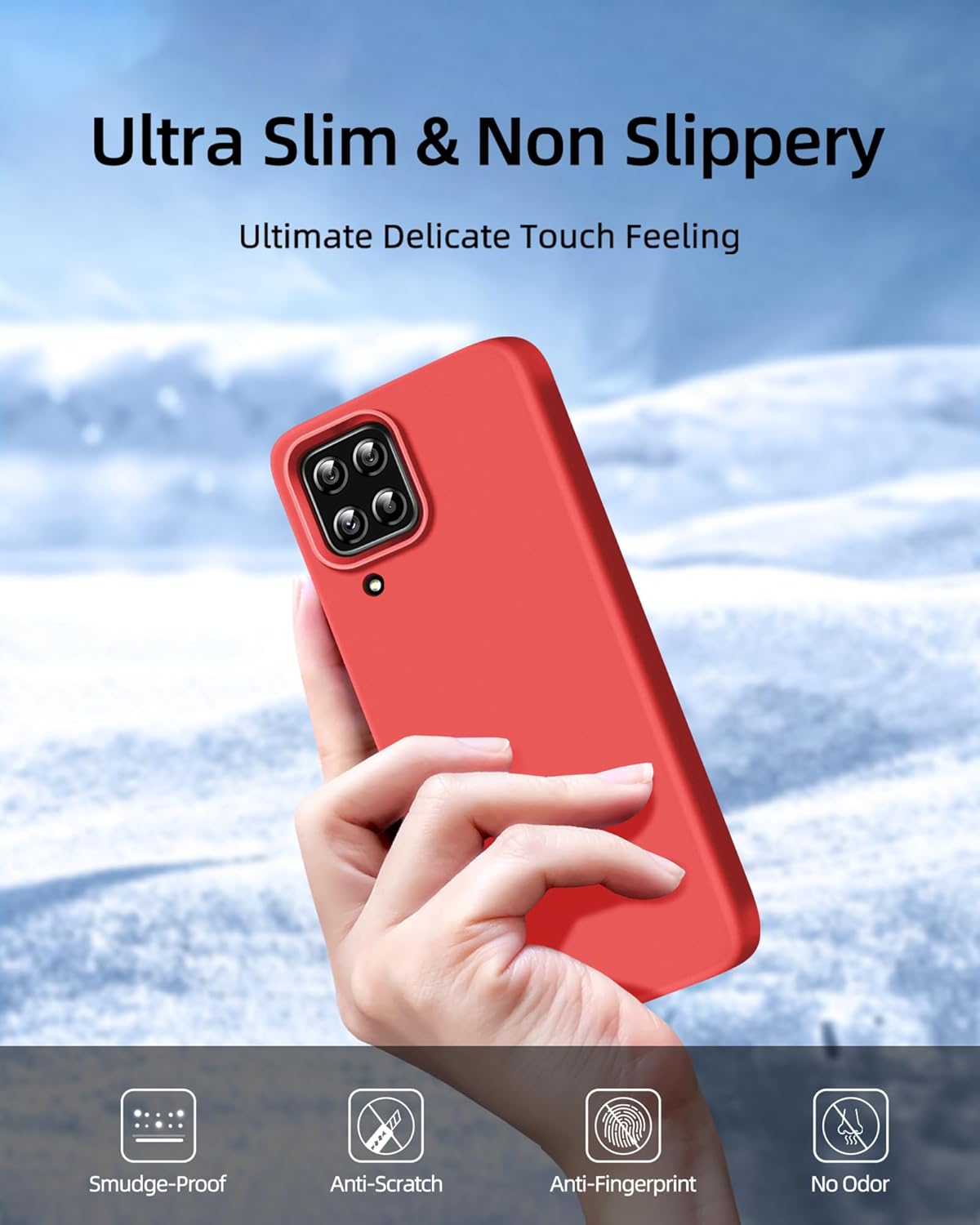 Dssairo Funda 3 en 1 para Samsung Galaxy A12, con 2 protectores de pantalla, protección de cámara, funda protectora delgada de silicona líquida a
