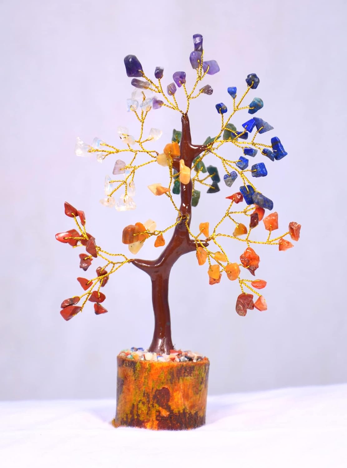 Combo de árbol de cristal de siete chakras, hecho a mano, piedras naturales curativas de cristales bonsái, árbol de dinero para energía positiva,