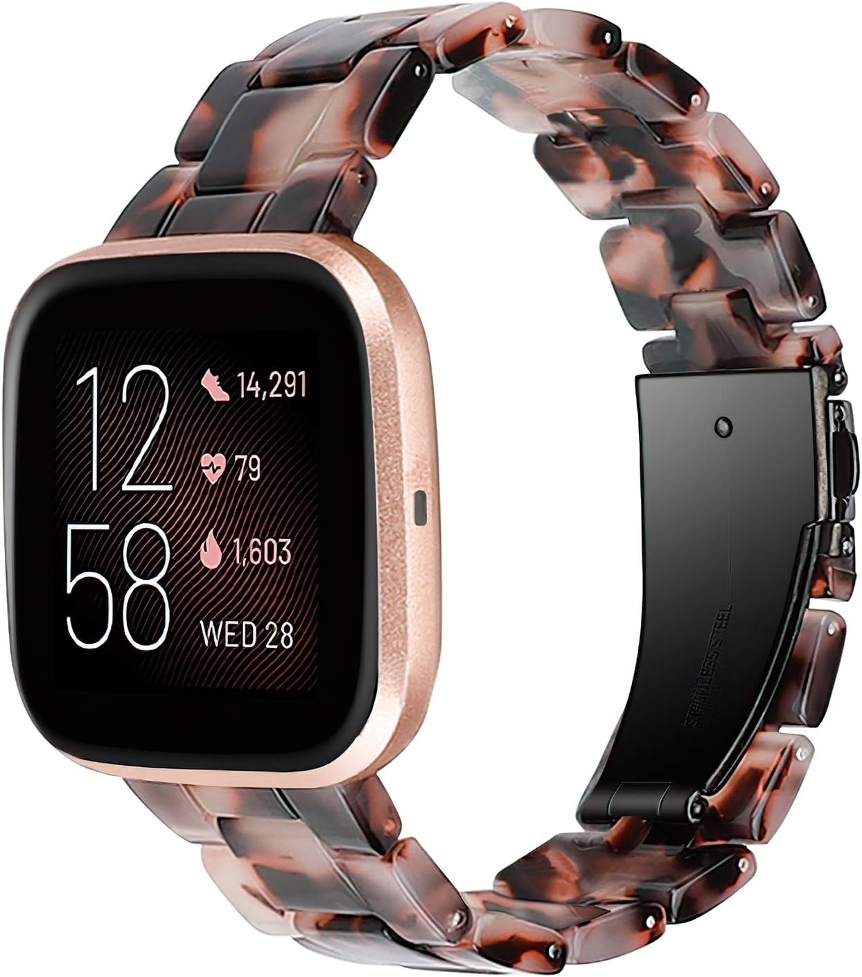 Wearlizer Resina y acero inoxidable compatible con correas Fitbit VersaVersa 2Versa LiteVersa SE para mujeres y hombres, reemplazo ligero compatible