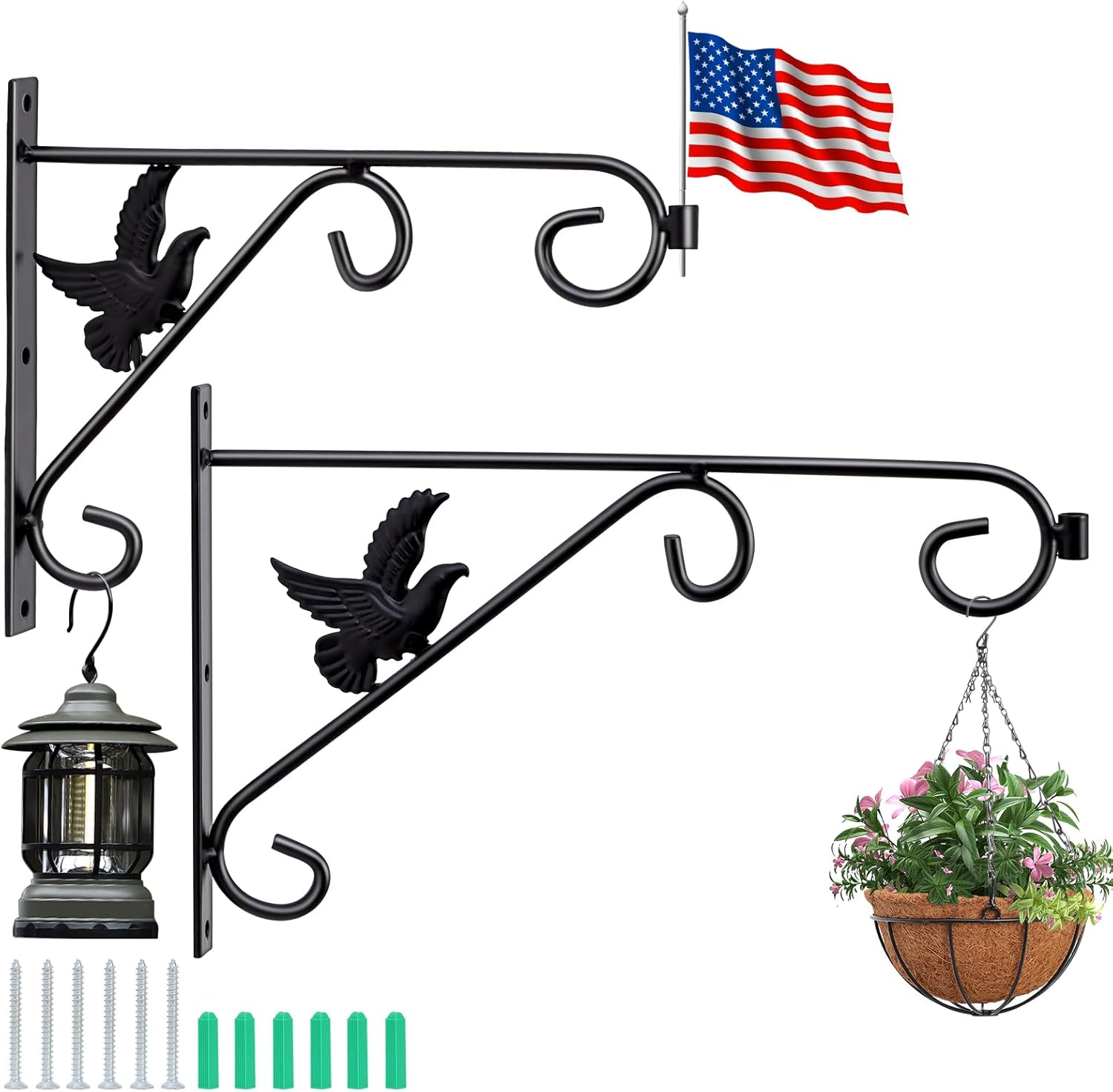 Gancho para colgar plantas, 2 piezas de gancho de pared de metal, colgador de pared para plantas, candelabros solares, macetas, linternas,