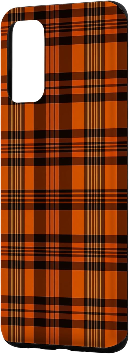 Galaxy S20+ Fall Plaid Halloween Naranja y Negro Acción de Gracias Otoño Caso