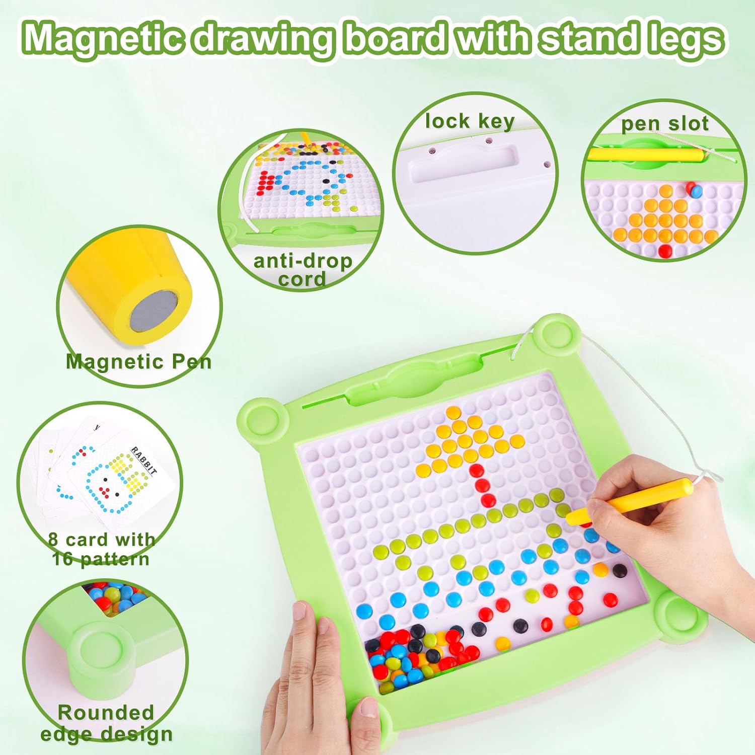 Pizarra magnética de puntos para niños de 4 a 8 años, tablero de dibujo magnético a granel para niños pequeños, proyecto Montessori creativo grande