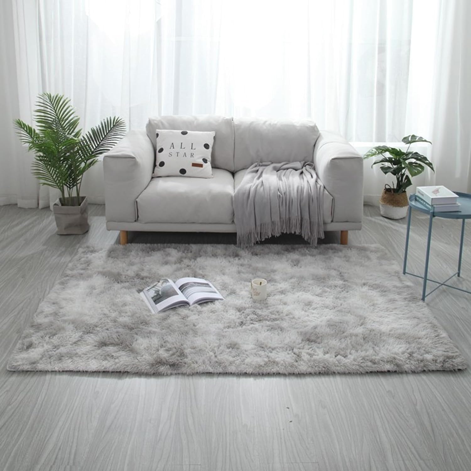 TOLORD Alfombras de área para dormitorio, sala de estar, 8 x 10 pies, antideslizante, duradera, esponjosa, peluda, alfombra de noche de felpa suave,