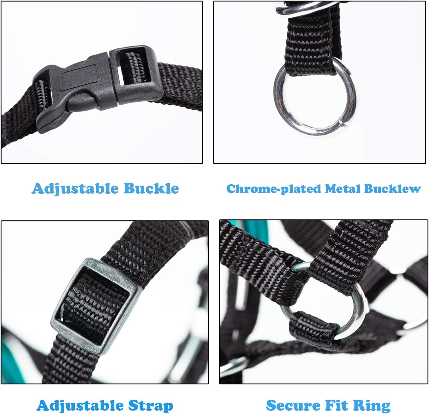 Collar de cabeza de perro con tela suave, arnés para la cabeza para evitar tirones del perro, correa para la cabeza para perros pequeños, medianos y