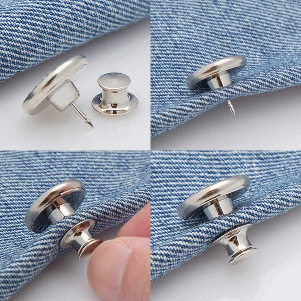 6 botones instantáneos de ajuste perfecto, botones instantáneos, botones de repuesto de jeans, botón extraíble sin botones de costura para extender