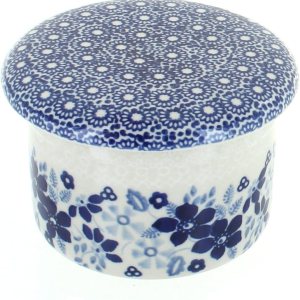 Plato de mantequilla francesa Elizabeth de cerámica polaca Blue Rose Plato de mantequilla francesa Elizabeth de cerámica polaca Blue Rose