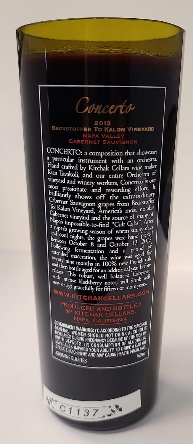 2013 Kitchak Cellars Cabernet Sauvignon Concerto Beckstoffer To Kalon Vineyard Wine Bottle Candle – Unique Decor Accent Crafted from an Authentic