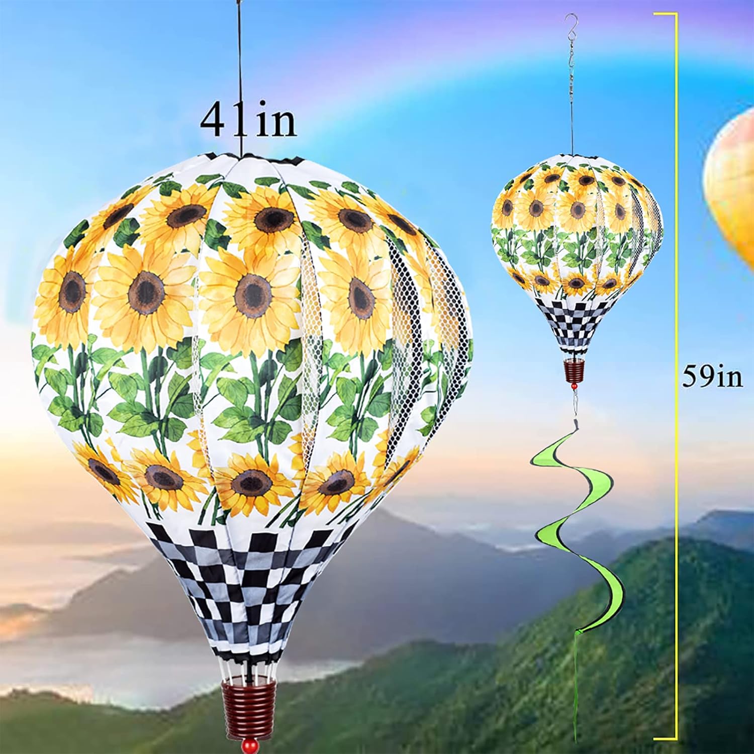Girasol gigante globo aerostático para jardín, molinetes grandes, molinillos de viento Whirligigs juguetes para niños, decoración de patio,