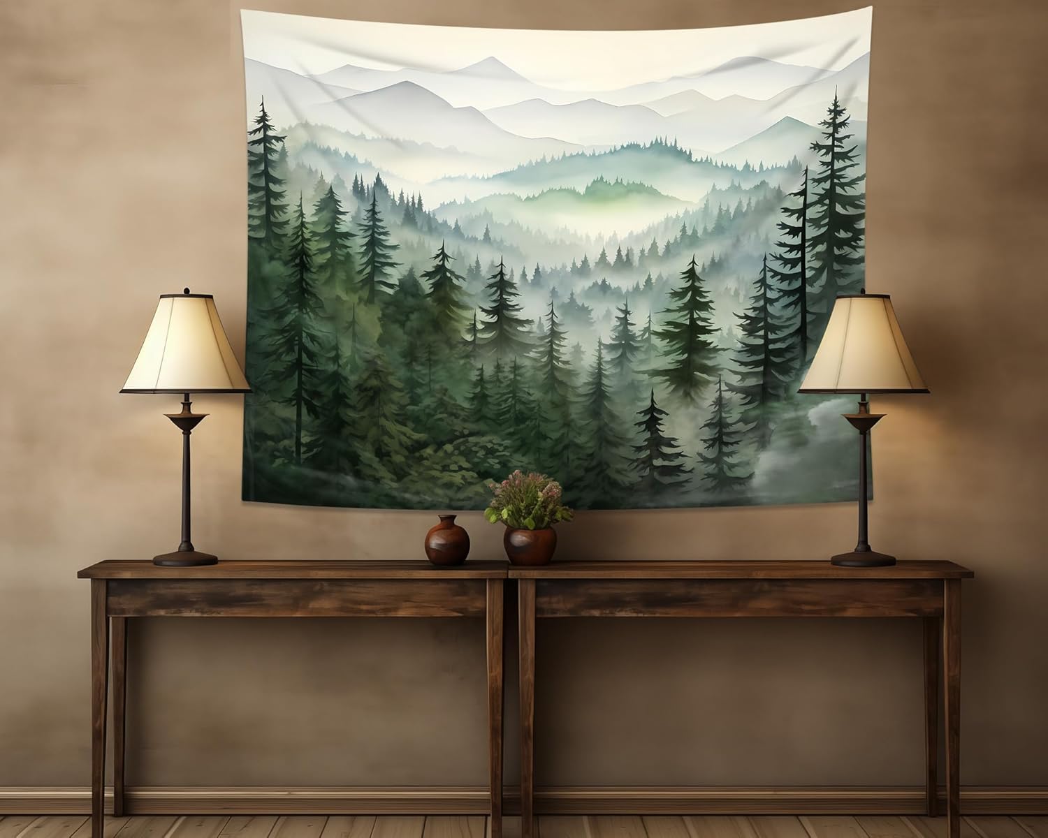 QGHOT Tapiz de bosque de montañas, tapiz de montaña natural para colgar en la pared, tapiz de paisaje natural para dormitorio, estética, sala de