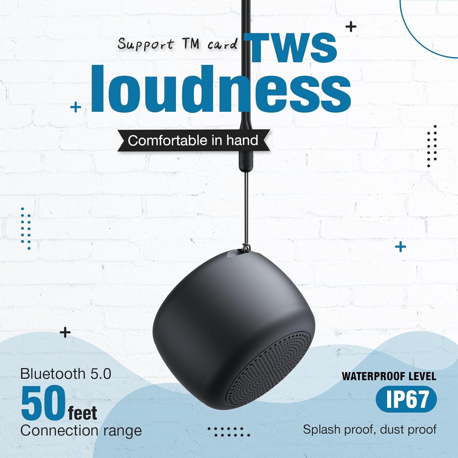 Altavoz Bluetooth portátil inalámbrico, altavoz Bluetooth fuerte, 15 horas de reproducción continua, con ranura para tarjeta TF, micrófono integrado