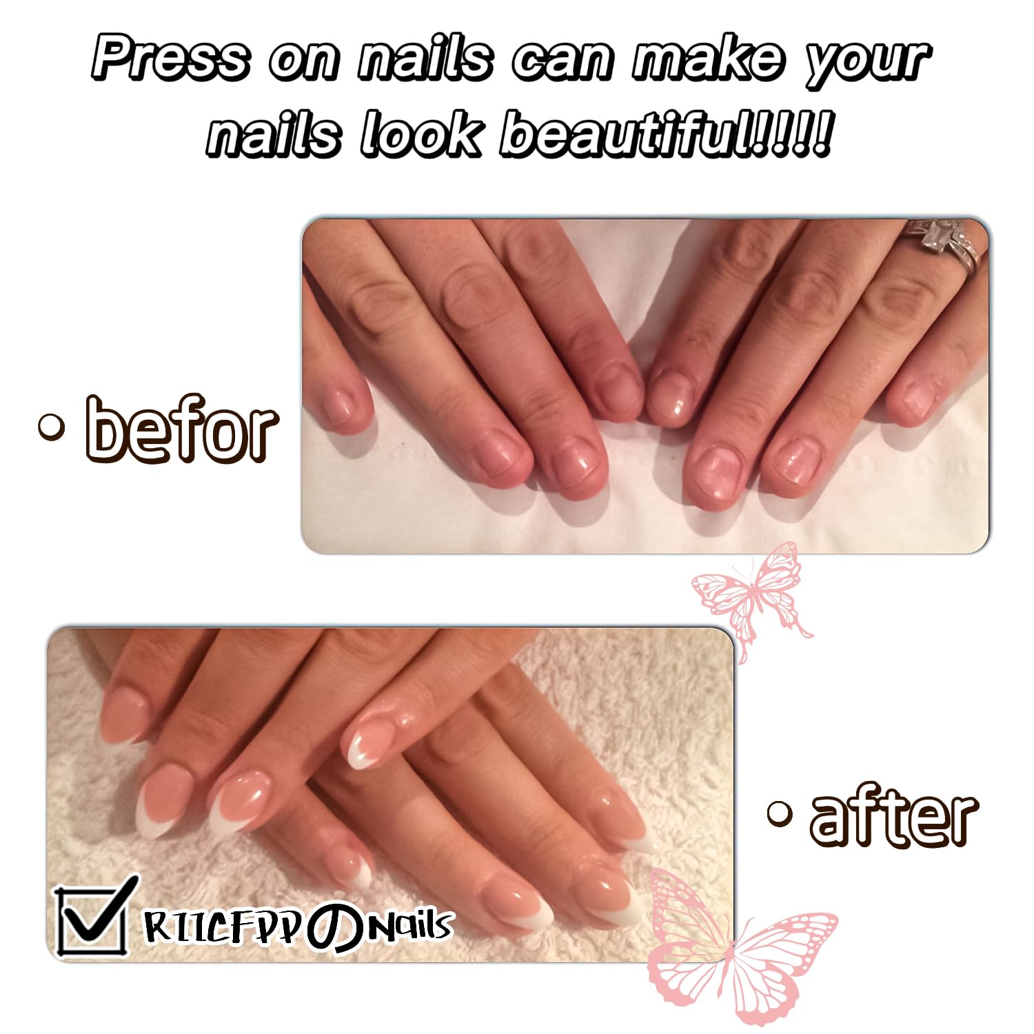 24 uñas postizas cuadradas cortas a presión, color rosa, con diseños de diamantes de imitación, uñas de punta francesa, brillantes, cobertura