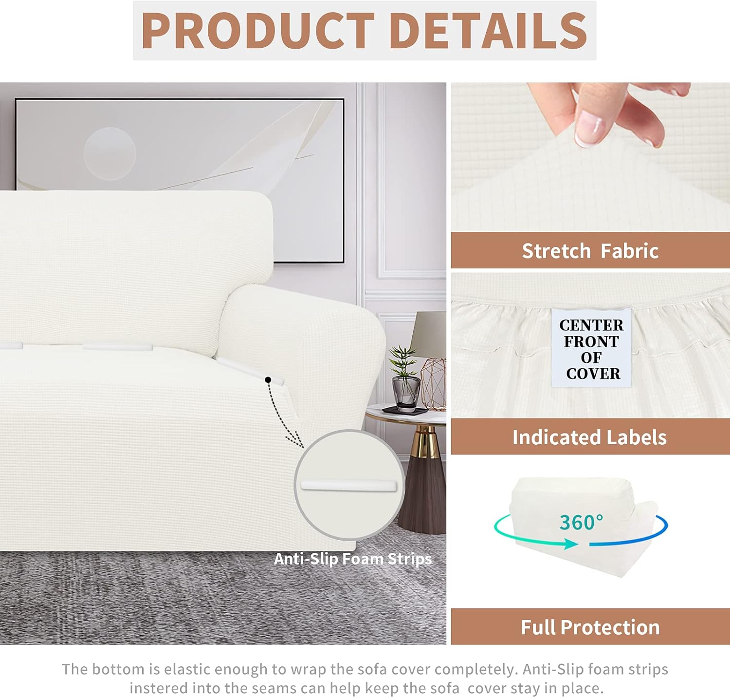 Easy-Going – Funda de sofá 100% impermeabilidad doble, diseño jacquard elástico, protector de muebles a prueba de fugas para niños, mascotas, perros