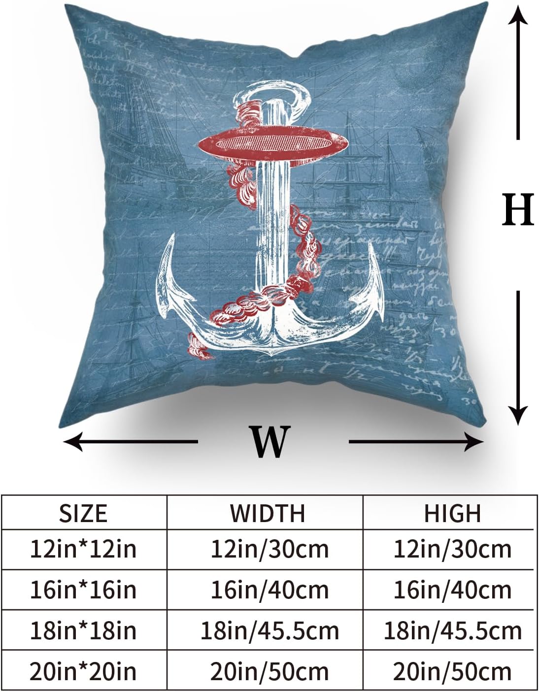 Juego de 2 fundas de almohada náuticas de color azul marino, juego de 2 fundas de cojín decorativas para exteriores, fundas de cojín decorativas