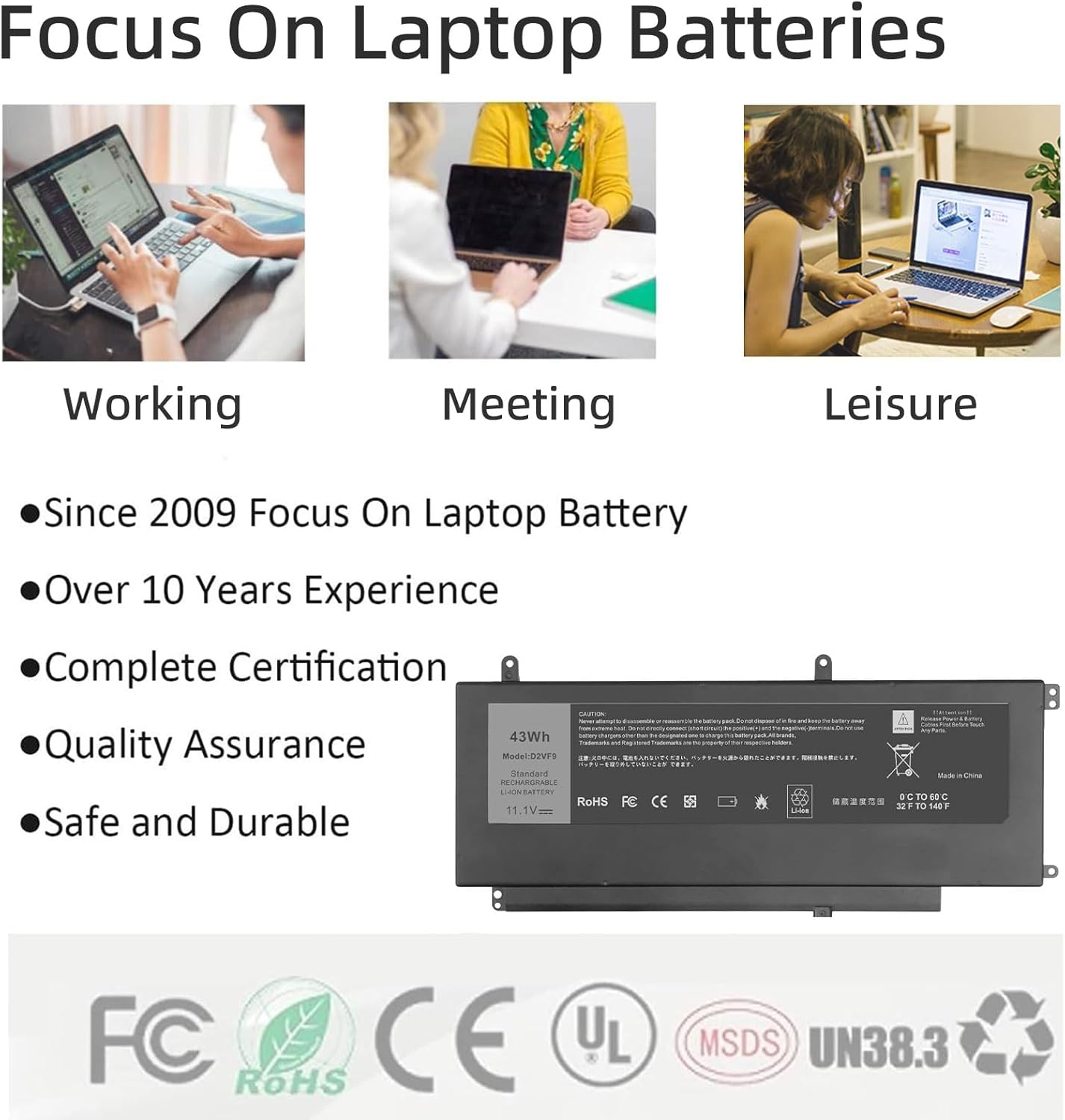 YXKC D2VF9 – Batería para portátil Dell Inspiron 15 7547 7548 Vostro 14 5459 14-5459D-1308S 14-5459D-1328S 14-5459D-1408S 14-5459D-1528G1528S