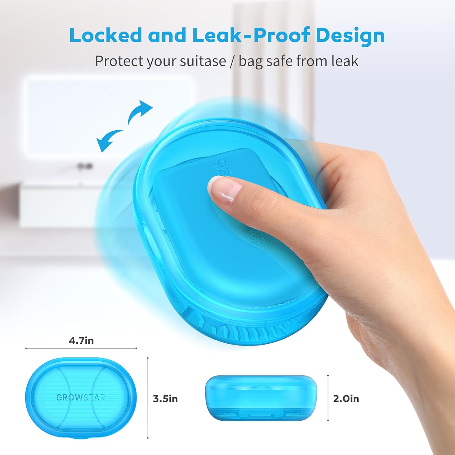 Jabonera azul transparente, contenedor de jabón de viaje, jabonera portátil con tapa, jaboneras a prueba de fugas para barra de jabón con funda,