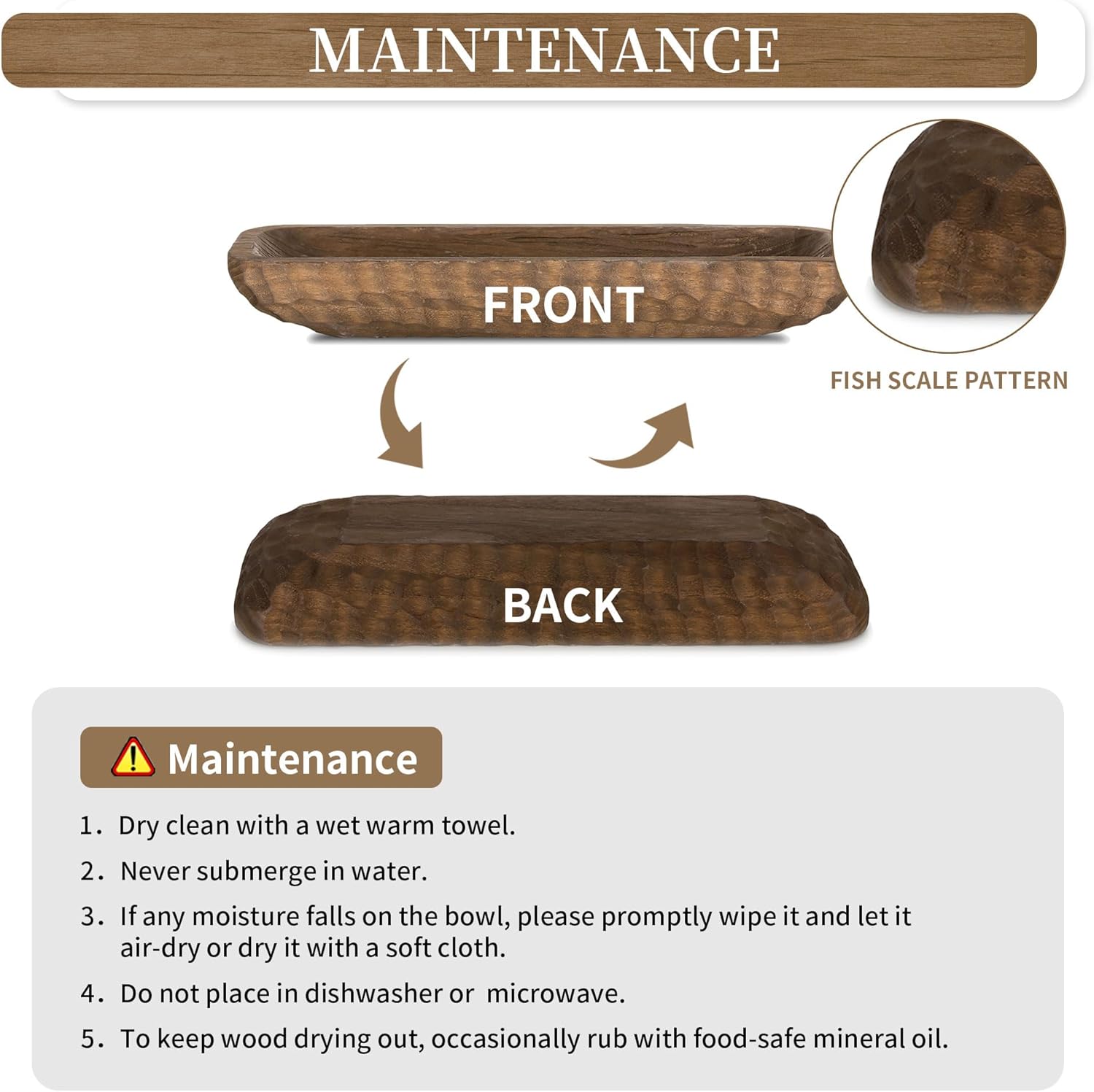 Hanobe Cuenco decorativo de madera para masa centro de mesa grande de madera de 22 pulgadas de largo, bandeja rústica de granja, decoración rústica