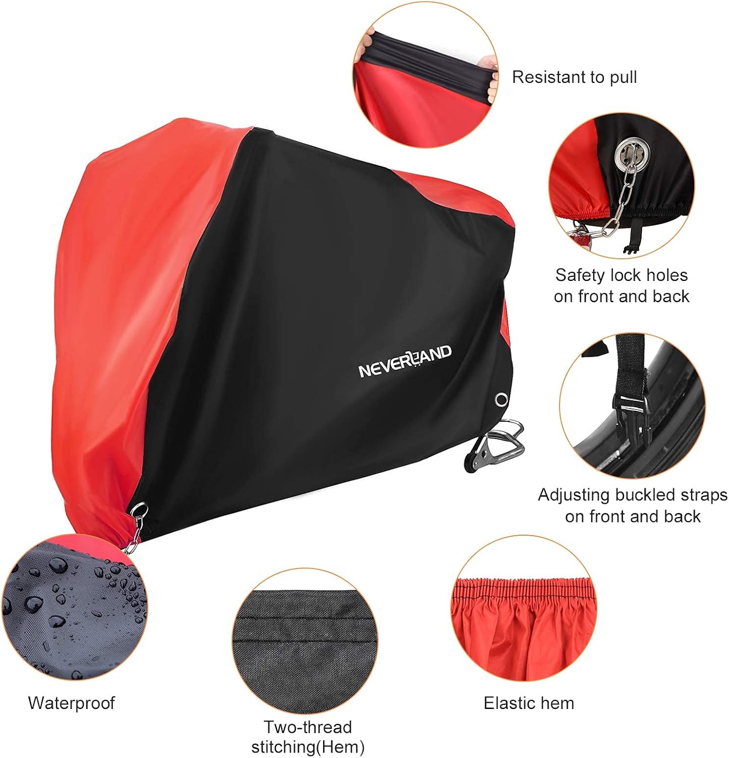 NEVERLAND Funda impermeable para motocicleta al aire libre, fundas de motocicleta para scooter, resistentes con agujeros de bloqueo, vendaje, bolsa