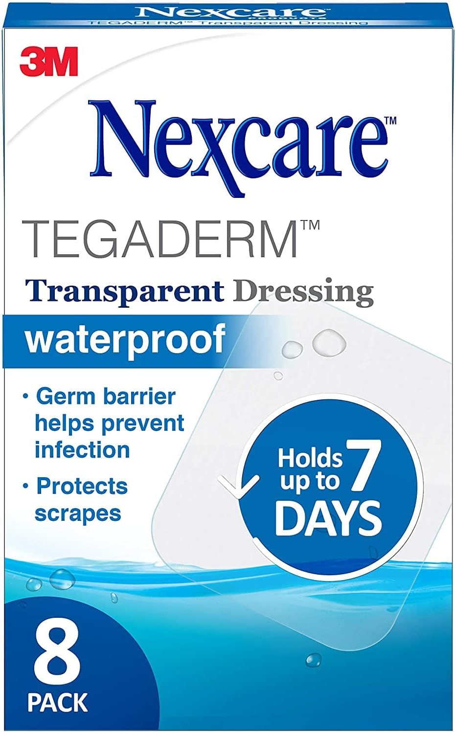 Nexcare Tegaderm – Apósito transparente impermeable de 2-38 pulgadas x 2-34  8 unidades, paquete de 4
