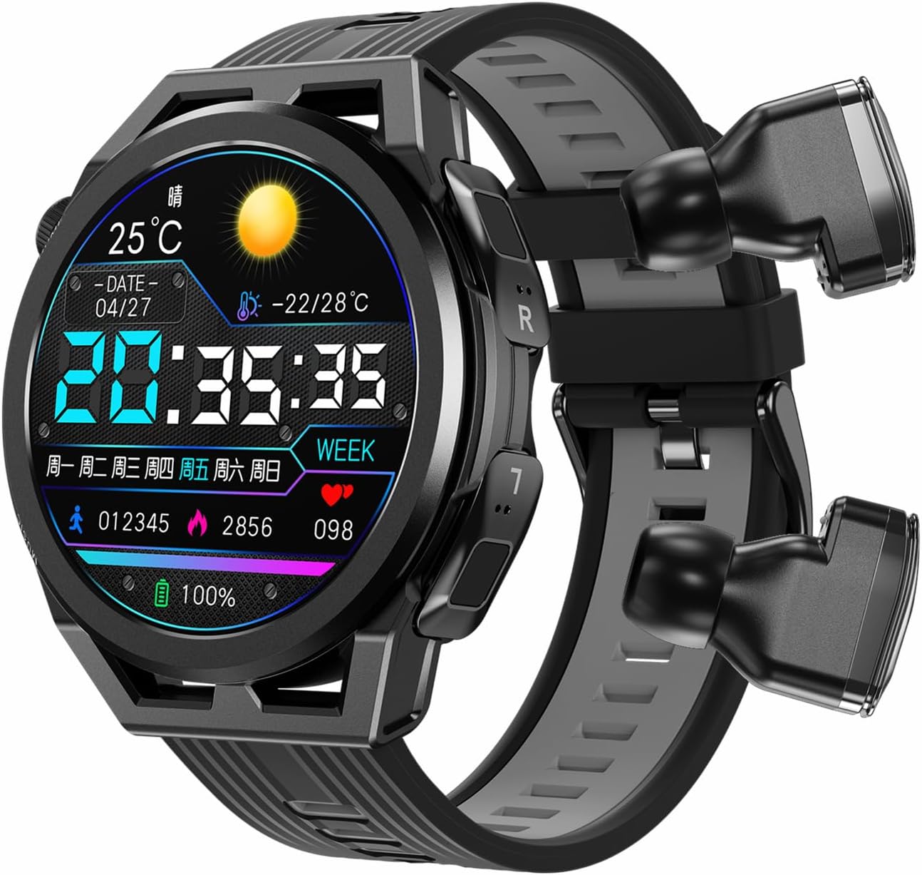 N18 Smart Watch with Earbuds 1.53 Inch Smartwatch Wireless Headphones Combo TWS Health Monitor Fitness Tracker Built-in 4G Memory Local MP3 Player