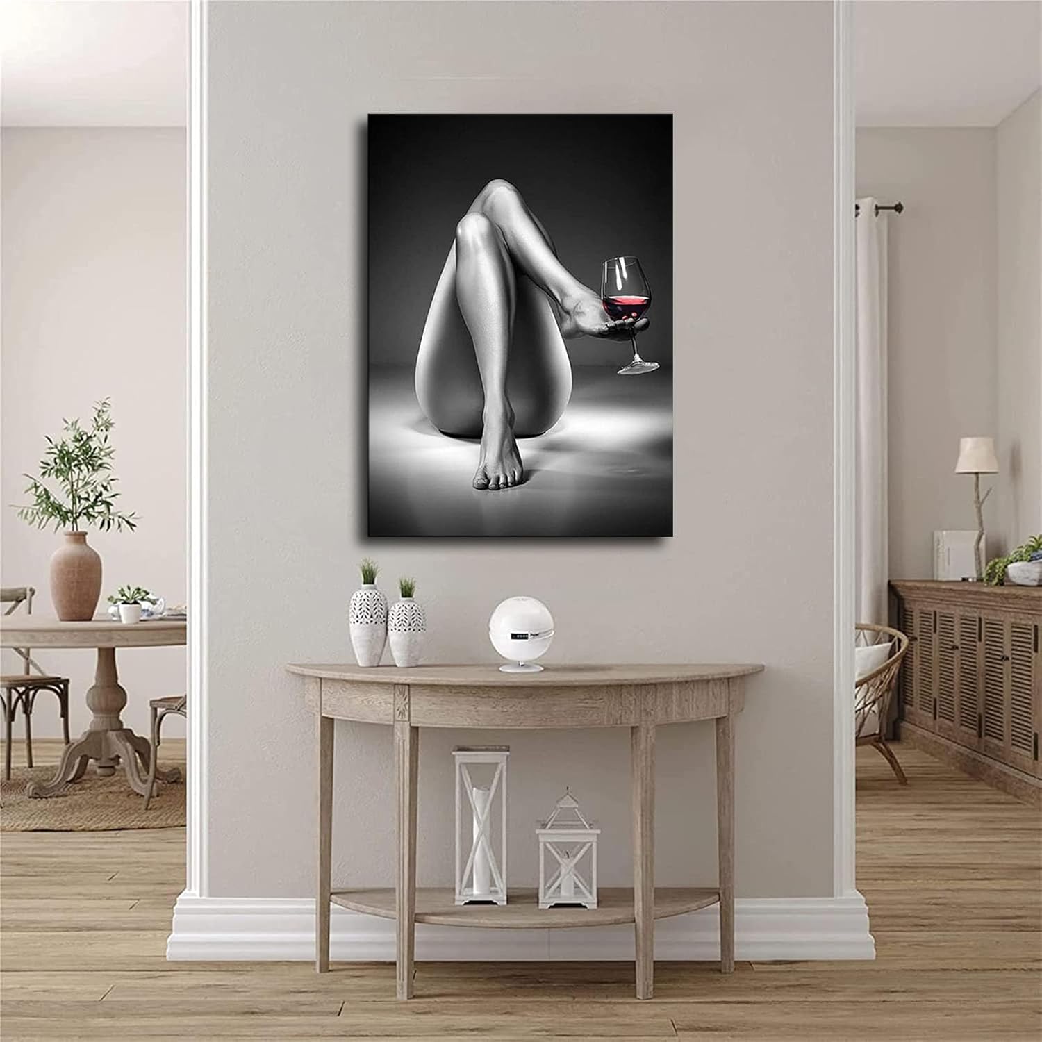 Lienzo decorativo para pared, pintura de copa de vino de mujer, color blanco y negro, fotos de hermosas niñas, pósteres abstractos modernos,