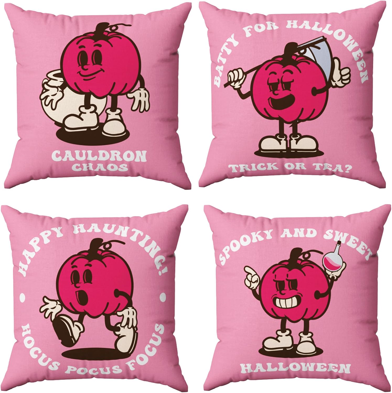 ZamouK Juego de 4 fundas de almohada rosas para decoración del hogar, decoración del hogar, decoración navideña, bonita funda de cojín para sofá,