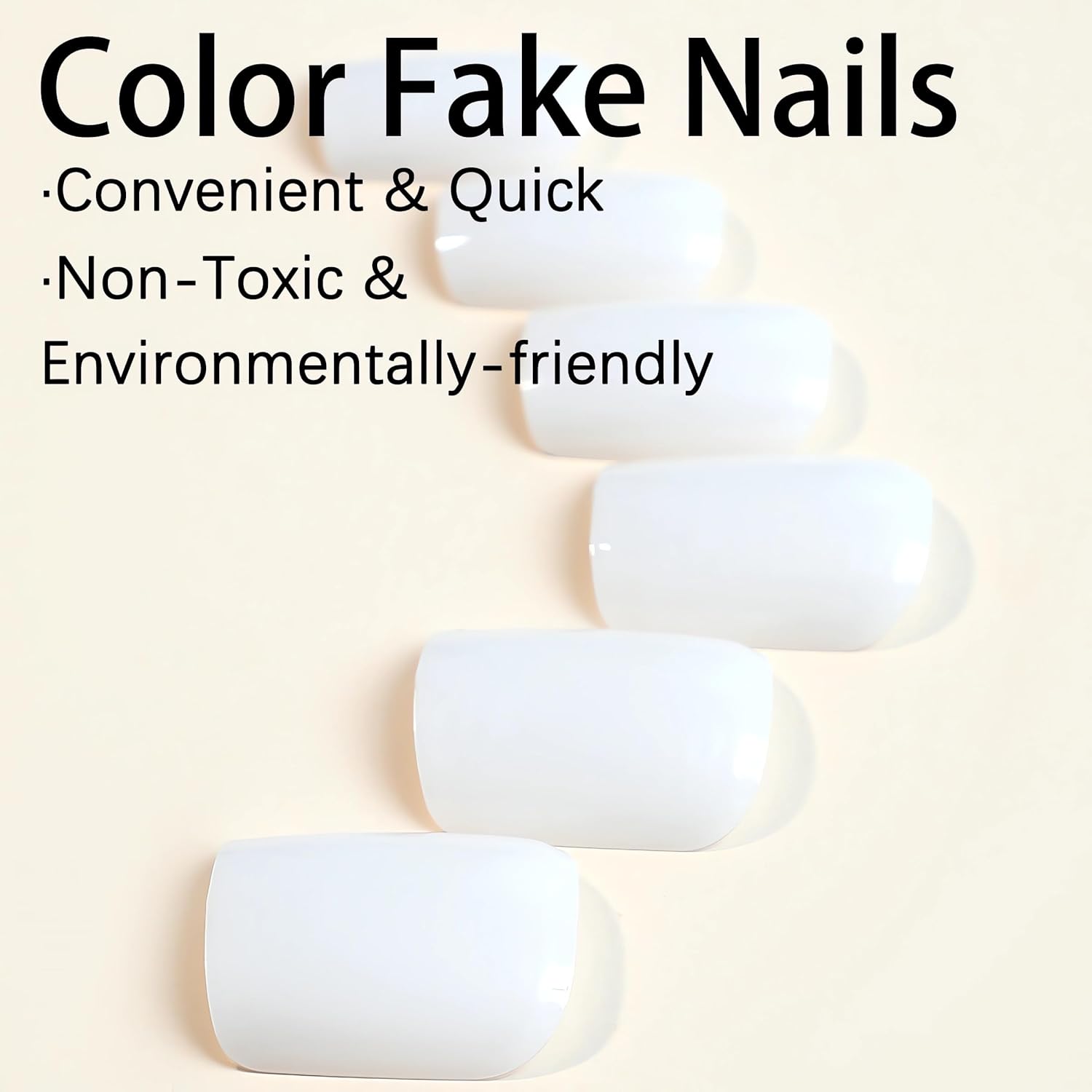 IMSOHOT Uñas postizas cortas a presión con forma cuadrada, uñas postizas brillantes de color blanco lechoso con pegamento, uñas postizas