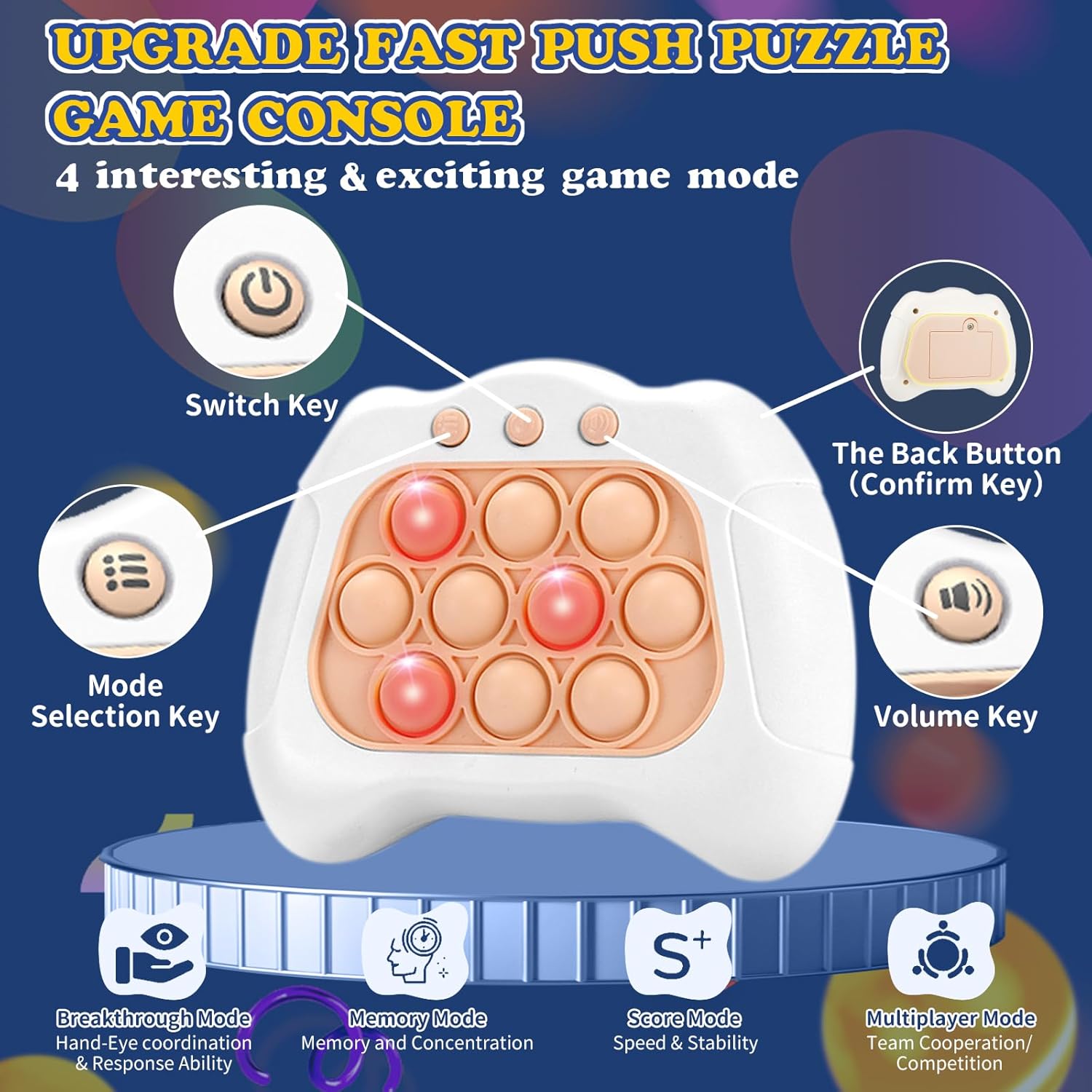 Juguetes de consola de rompecabezas de empuje de velocidad rápida, juego de burbujas de empuje rápido, juegos para ansiedad Pop Pro, juguetes