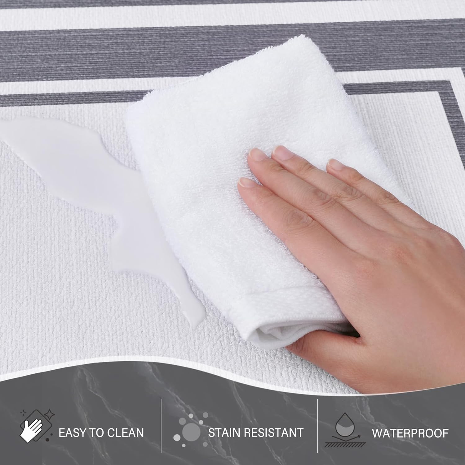 ASPMIZ Juego de 2 alfombras de cocina modernas antifatiga, espuma viscoelástica, color gris y blanco, antideslizantes, lavables, a cuadros para el