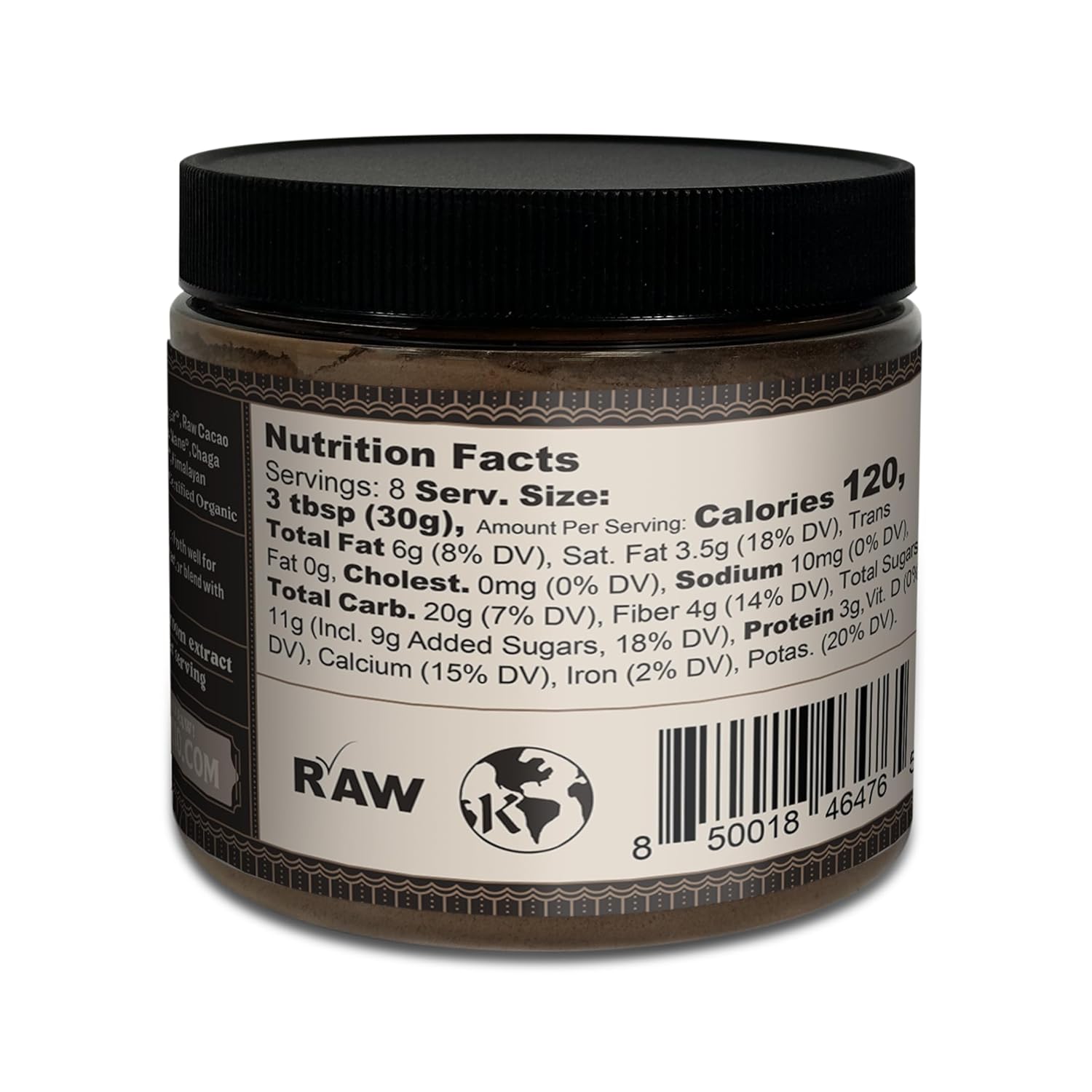 Rawmio Chocolate caliente orgánico clásico con champiñones y cacao, vegano, kosher, bajo en grasa y sin gluten, paquete de 1, 8.5 onzas