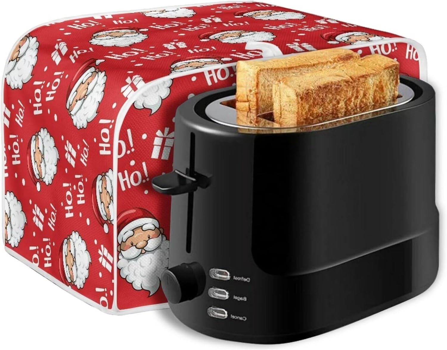 Funda para hacer pan con estampado OH de Papá Noel, decoraciones navideñas, cubierta de tostadora de 2 rebanadas que se adapta a la mayoría de
