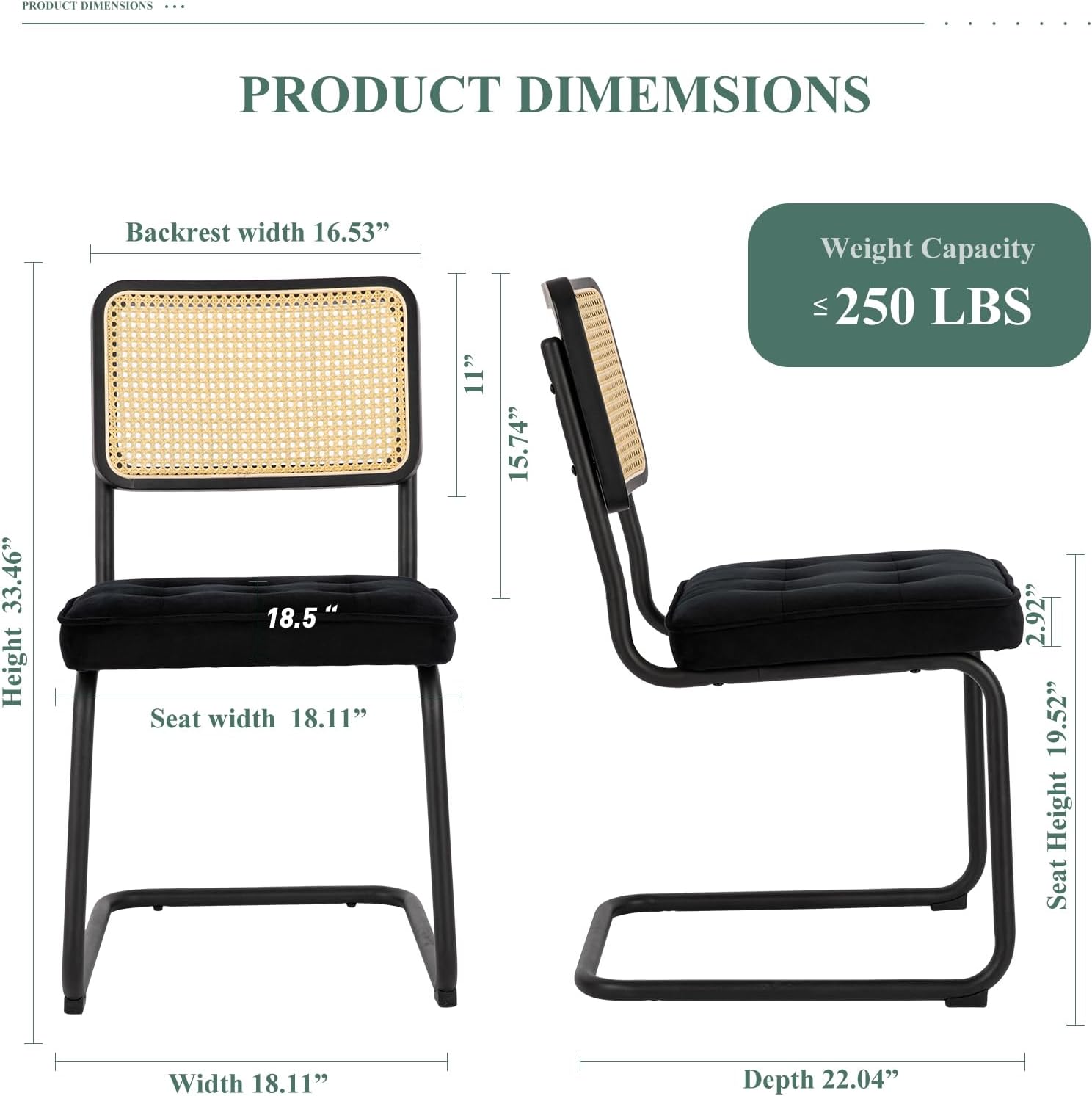 COLAMY Juego de 4 sillas de comedor modernas de mediados de siglo, sillas auxiliares de comedor de ratán de terciopelo con patas cromadas de metal y