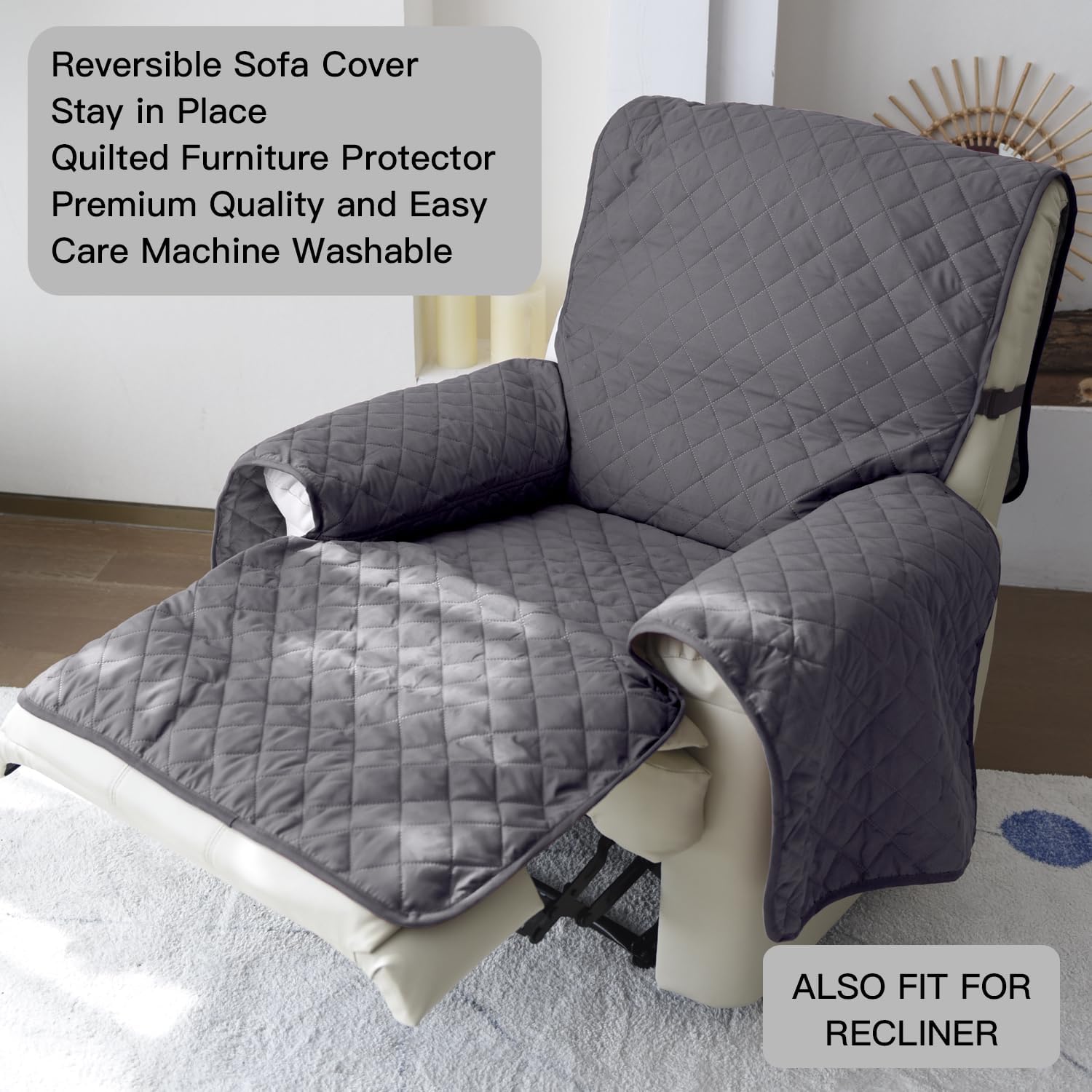 YuppieLife Funda de sofá reversible, funda protectora duradera y antideslizante para muebles, para mascotas, perros, niños, ancho de la silla de 25