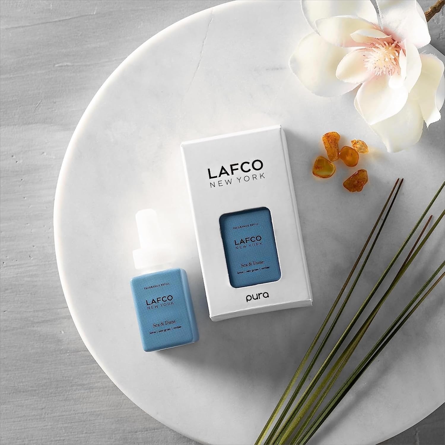 LAFCO New York Pura – Recambio para dispositivo inteligente, Sea & Dune, paquete de 2, frasco que ofrece hasta 2 semanas de vida de fragancia,
