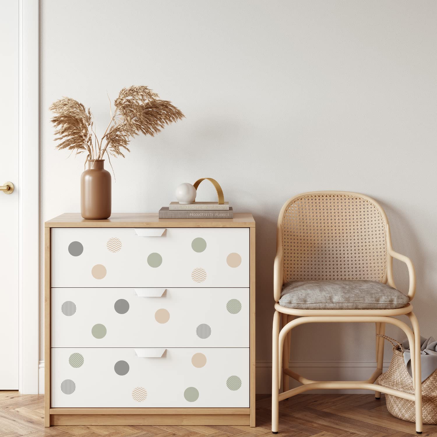 Calcomanías de pared de lunares bohemios, 36 unidades, calcomanías de pared bohemias para habitación de niñas, sala de estar, sala de juegos,