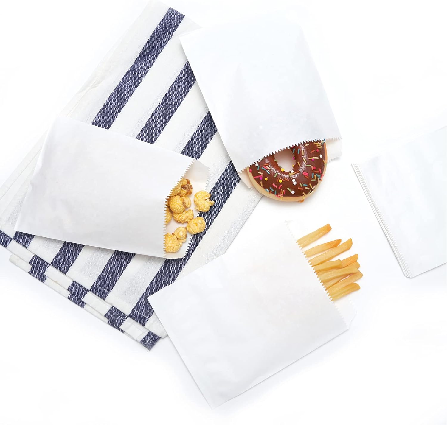 Paquete de 100 bolsas de papel kraft blancas de 4 x 6 pulgadas para panadería, galletas, golosinas, aperitivos, sándwiches, palomitas de maíz, bolsa