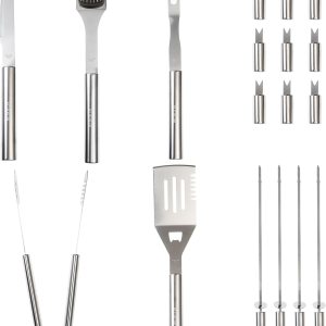 Juego de herramientas para barbacoa, 18 piezas de acero inoxidable, utensilios de barbacoa resistentes y accesorios para asar con estuche de Juego de herramientas para barbacoa, 18 piezas de acero inoxidable, utensilios de barbacoa resistentes y accesorios para asar con estuche de