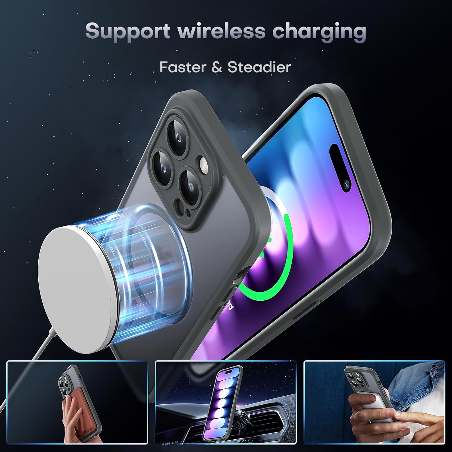 TOCOL Funda magnética 3 en 1 para iPhone 15 Pro, mejorada protección completa de cámara con 2 protectores de pantalla, compatible con MagSafe,