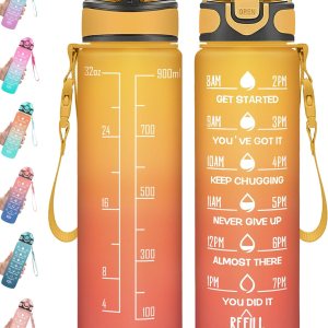 Enerbone Botella de agua potable de 32 onzas con tiempos para beber y pajita, motivacional con correa de transporte, a prueba de fugas BPA y sin Enerbone Botella de agua potable de 32 onzas con tiempos para beber y pajita, motivacional con correa de transporte, a prueba de fugas BPA y sin
