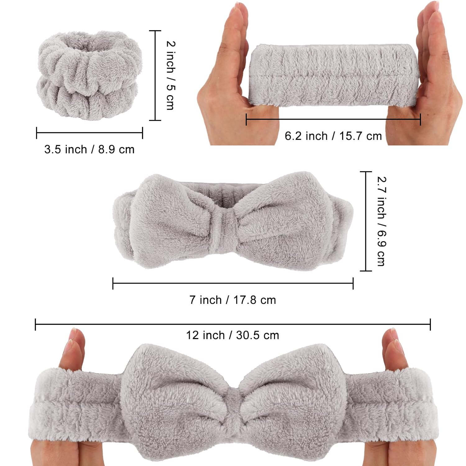 WHAVEL Juego de 6 diademas y muñequeras de spa, diadema para lavado de cara, para el cuidado de la piel, para lavar la cara