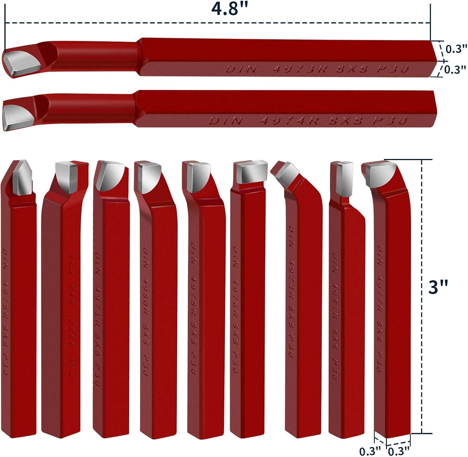 HAowosi 11 herramientas de corte de punta de carburo de 516 pulgadas, herramientas de corte de torno de metal, herramientas de torno de corte de
