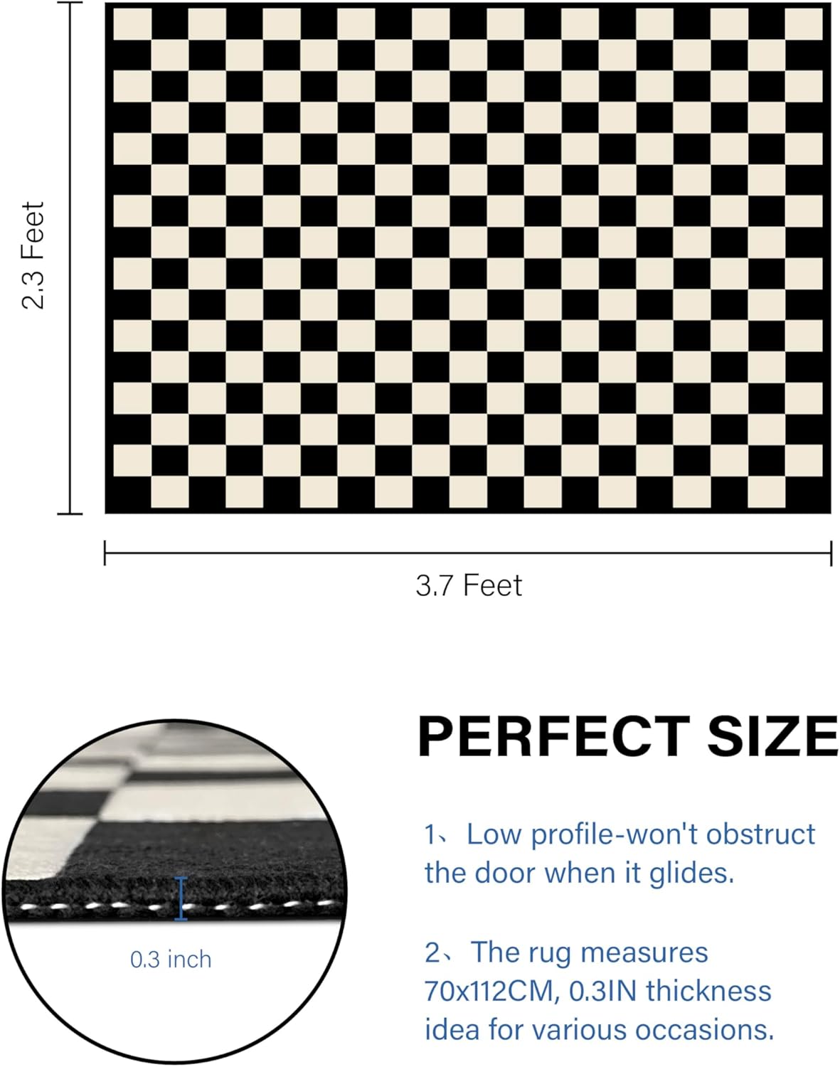 Artnice Alfombras modernas con patrón geométrico cruzado para sala de estar, 2 x 4 pies, color blanco y negro, lavables a máquina, fibras de lana