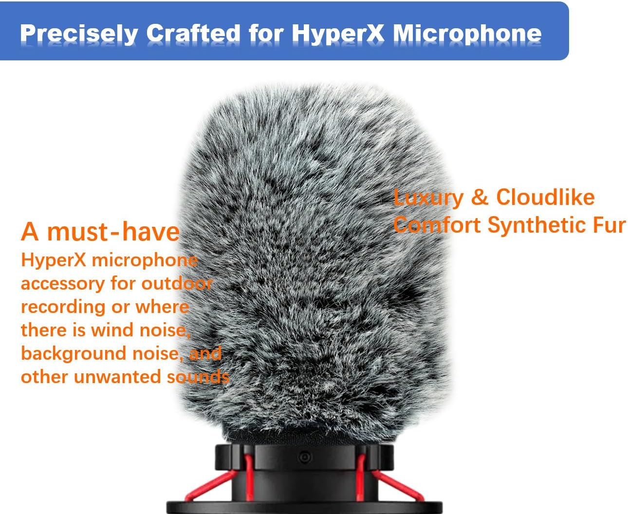 Parabrisas de micrófono para Hyperx Quadcasts, funda de micrófono de gato muerto peludo para filtrar el ruido del viento, los zumbidos y el ruido de