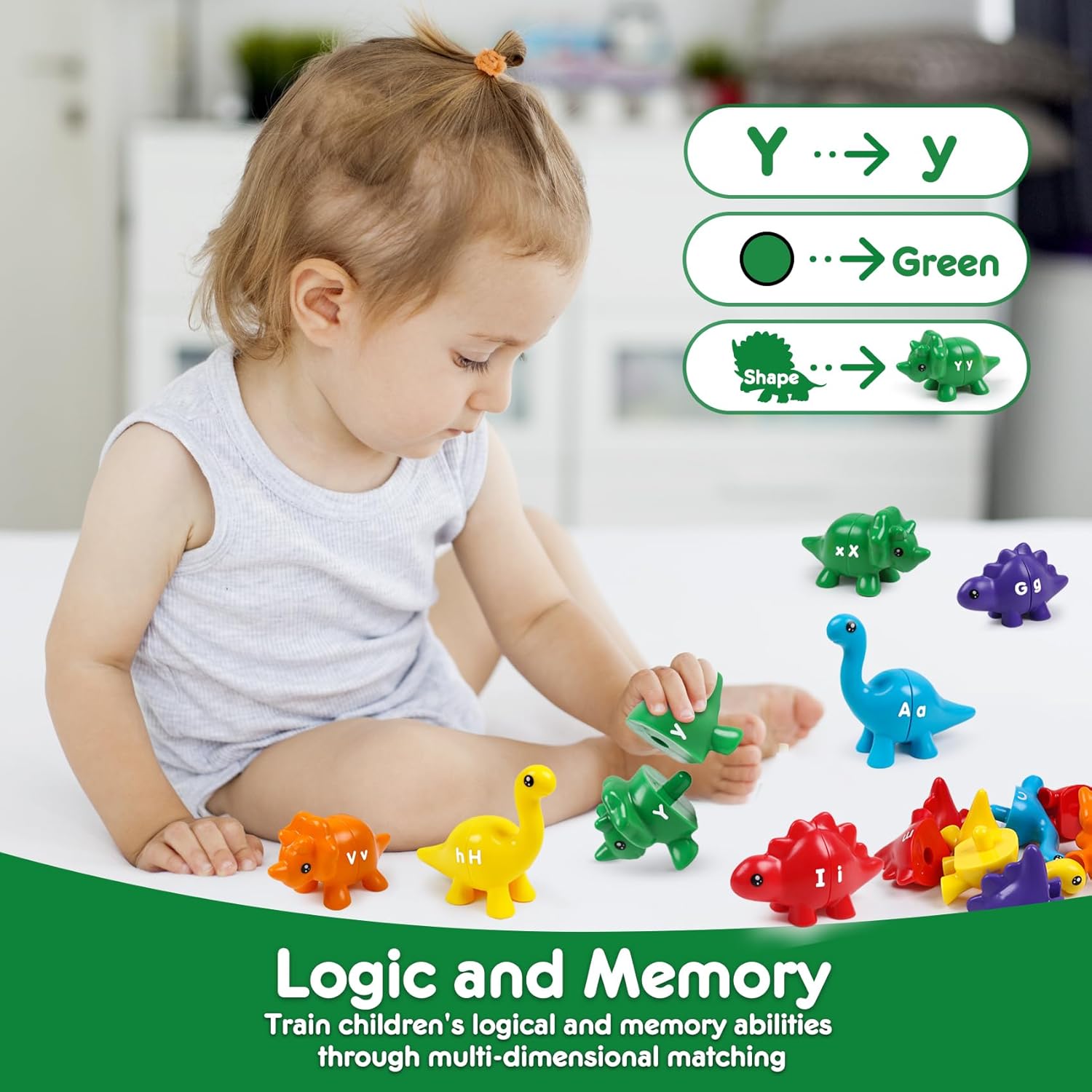Letras a juego de Pascua para niños pequeños, juguetes de dinosaurio de doble cara con alfabeto ABC mayúsculas y minúsculas, Montessori, aprendizaje