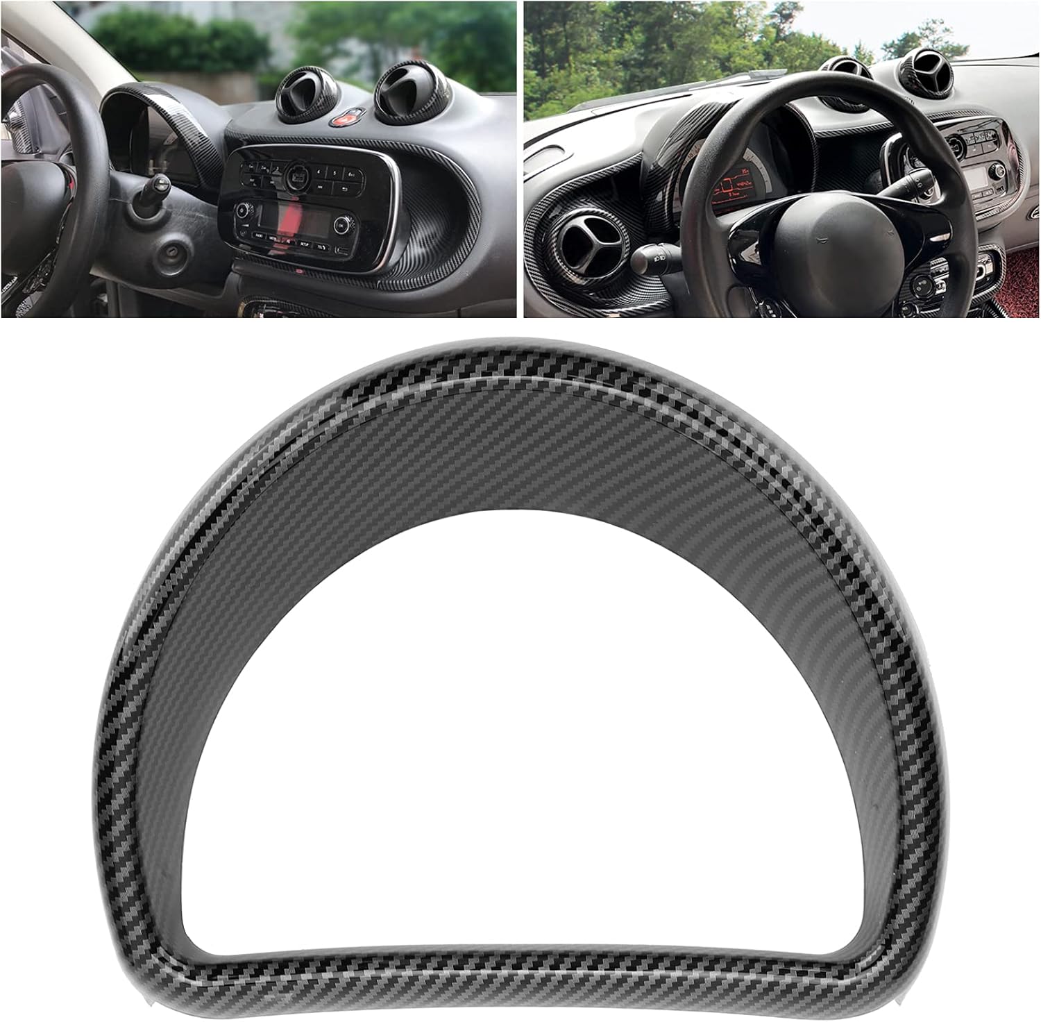 Qiilu – Conjunto de bisel de instrumentos de tablero de instrumentos, estilo fibra de carbono, repuesto para Smart FortwoForfour 453 2015-2021